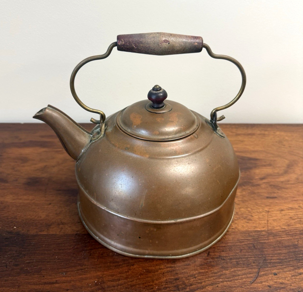 Vintage Revere Ware 1801 Copper Tea Kettle Rome NY Solid Copper Bottom 2 Qt
